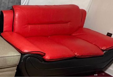 Red and Black Faux Leather Accent Chair retro