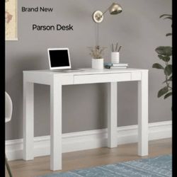 Brand New Parsons Withe Desk With Drawer