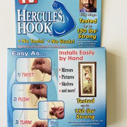 Hercules Hook. 150 lbs strong. Installs easily by hand. New. Still sealed in original packaging.