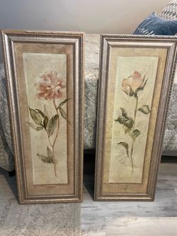 Peony and Rose Framed Botanical Art Prints Set of 2