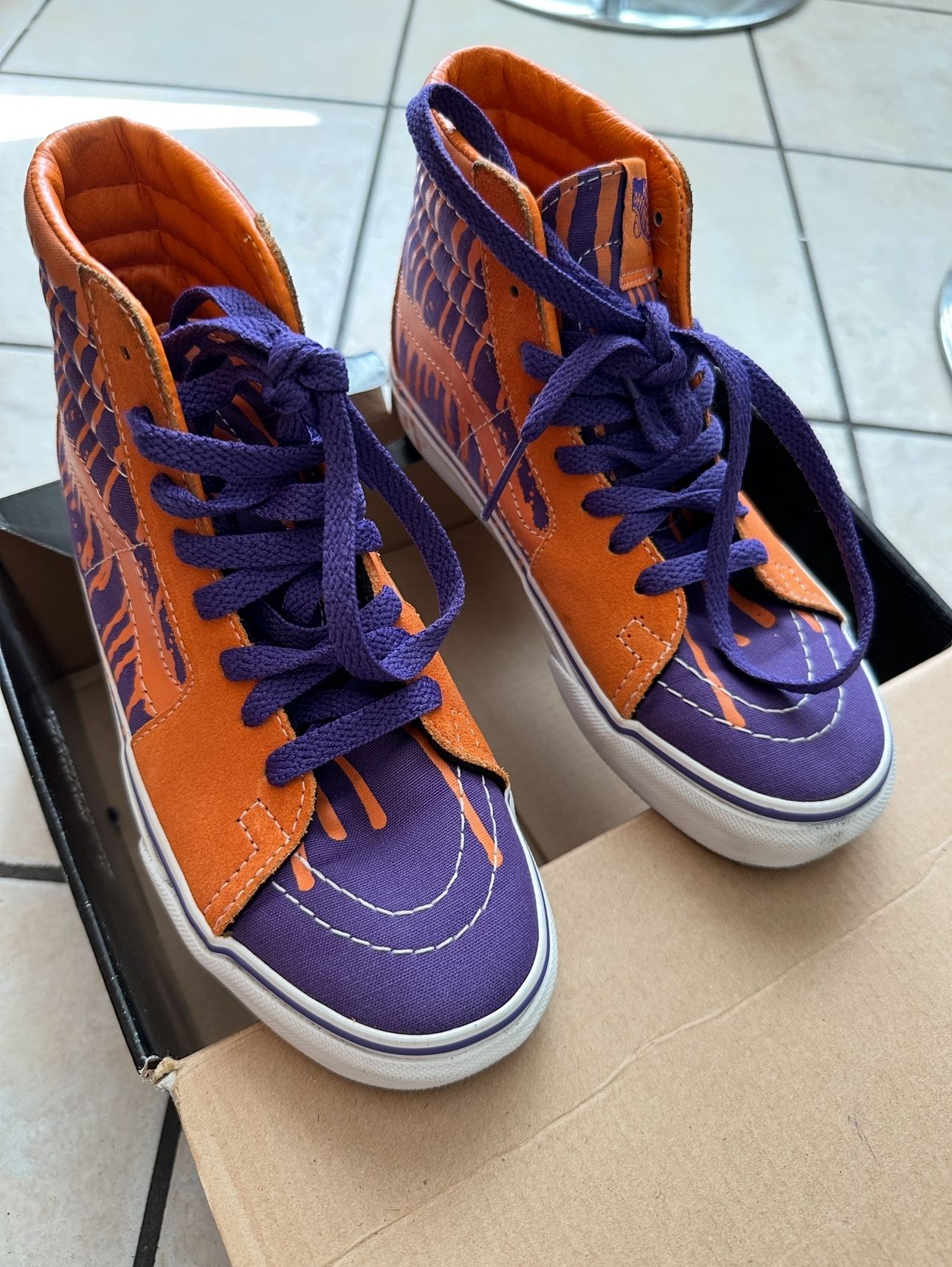 Vans Orange and Purple High-Top Sneakers size 5.5