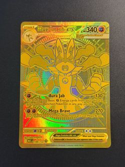 Mega Lucario ex Gold Holo Pokemon Card 188/132