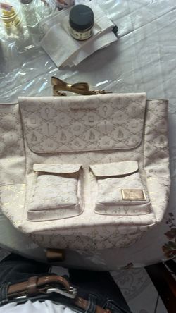 White and Gold Patterned Backpack