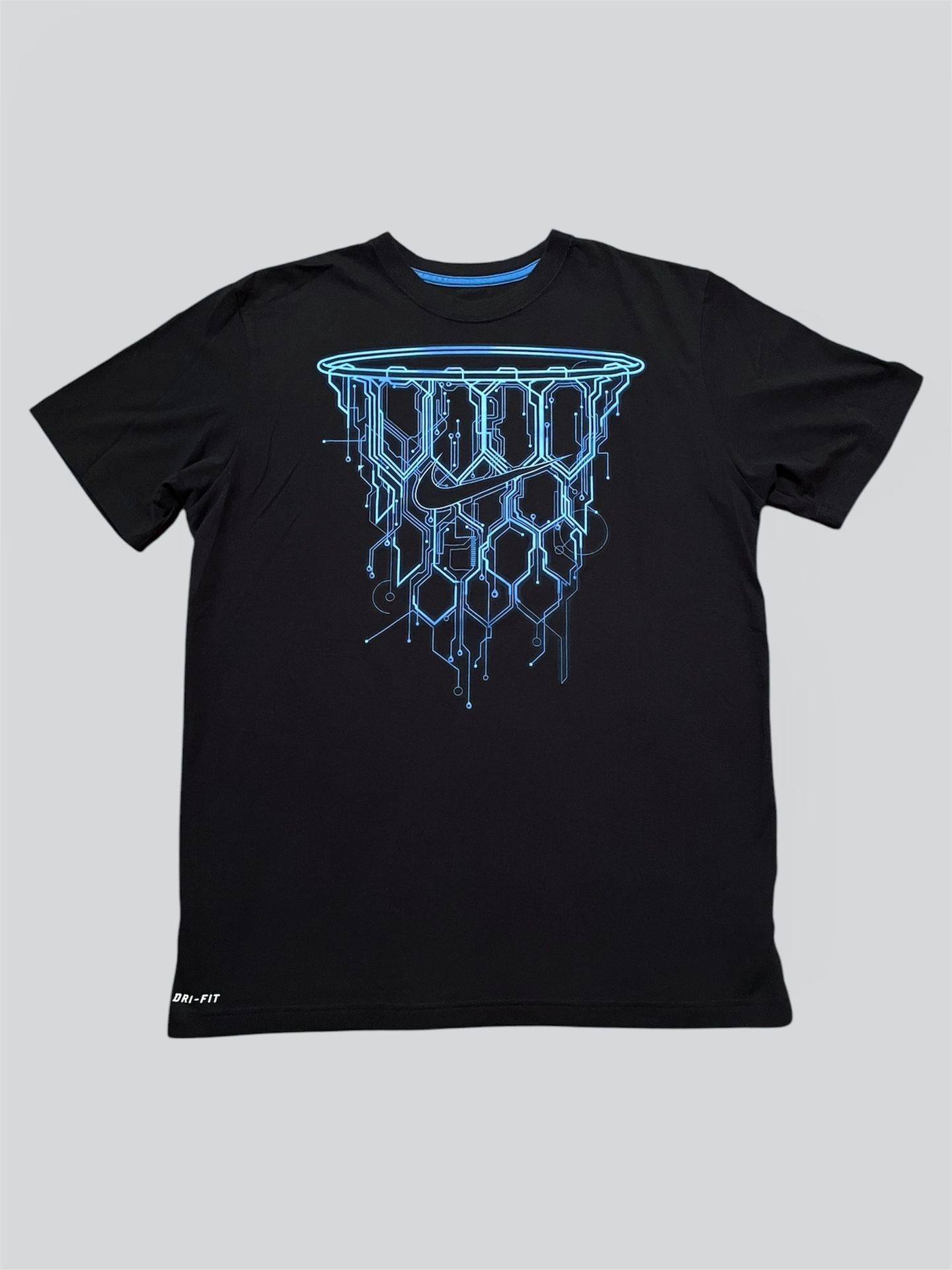 Nike vintage basketball dri fit black and blue graphic T shirt Size Large