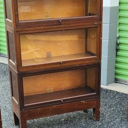 Antique Cabinet 3 (Three) Shelf Glass & Wood Globe Wernicke