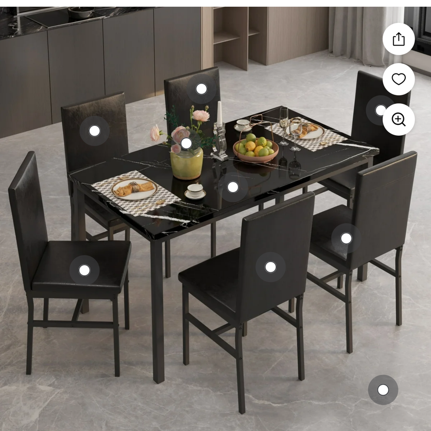 7 piece dinner set black