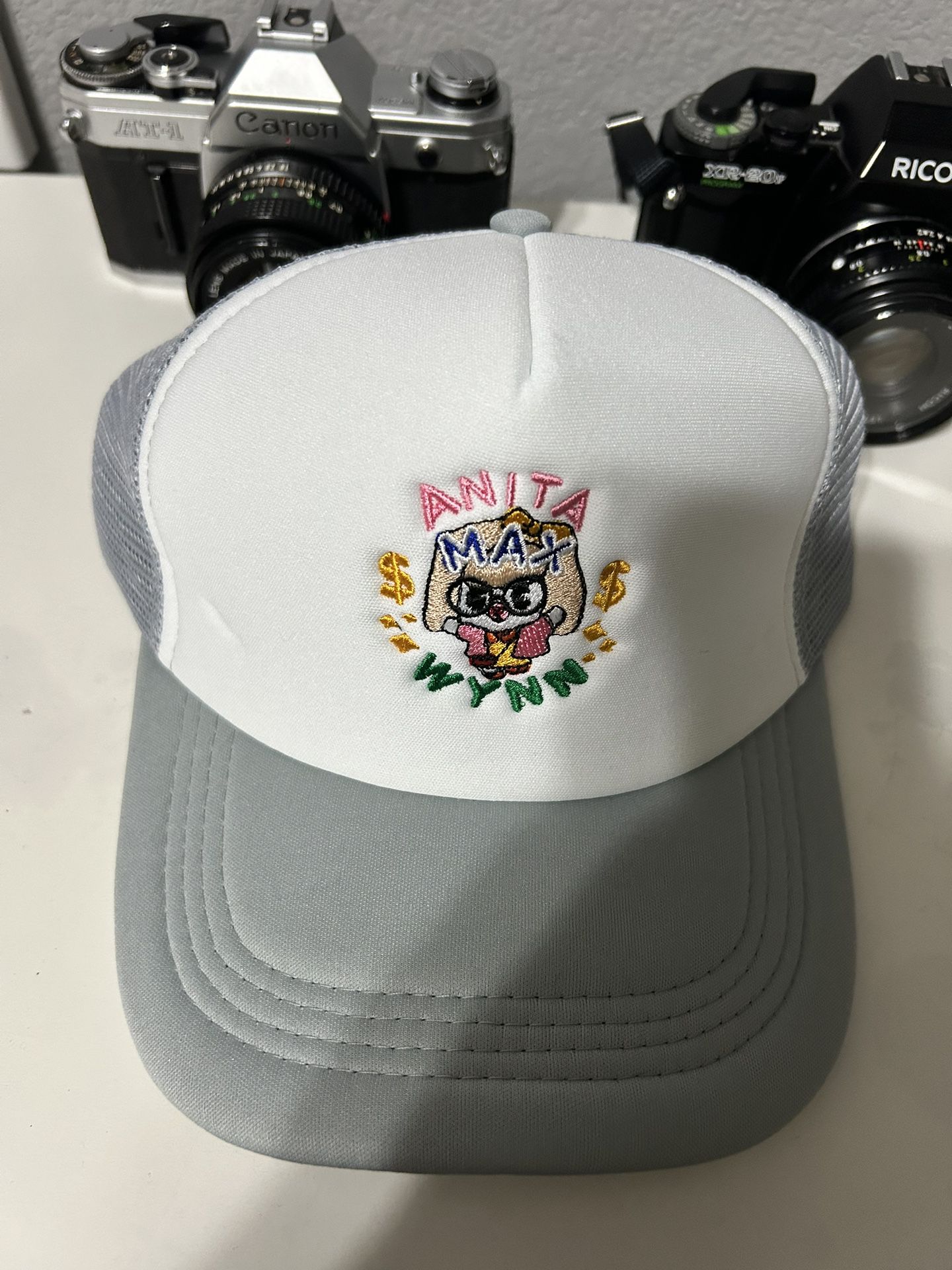 embroidered anita max wynn trucker hats