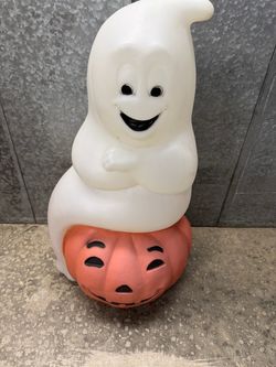 Vintage Empire Halloween Ghost On Pumpkin 35" . MISSING LIGJT AND PLUG
