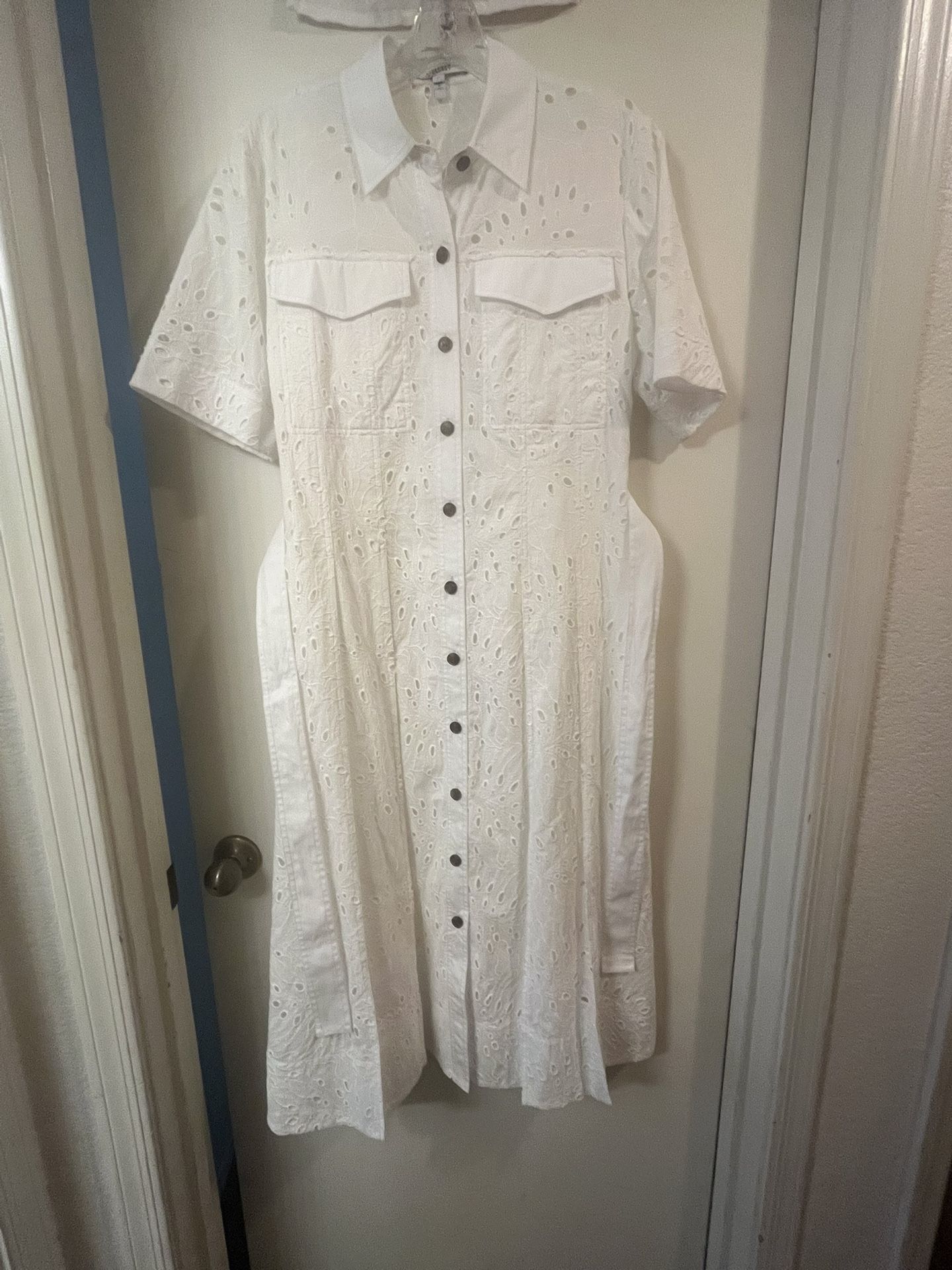 White Eyelet Dress By Derek Lam