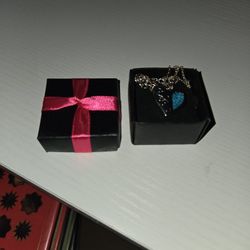 Heart Necklace Topaz Sterling Silver 925 Engraved Valentine's Day Birthday 