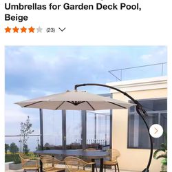  BANSA ROSE 11 ft. Aluminum Cantilever Umbrella with Concealed WheelBase, Round Large Offset Umbrellas for Garden Deck Pool, Beige
