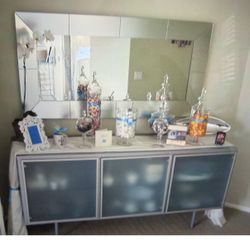 Quality Early Year 2000's Frosted Glass Sideboard Or Buffet. Y2K, Possibly Calligaris And Made In Italy .  $2800 