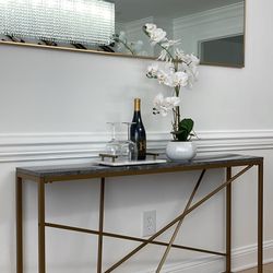 Gray Faux Marble Console Table