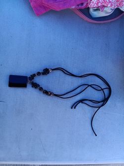 Onyx Pendant on Onyx and Labradorite bead necklace