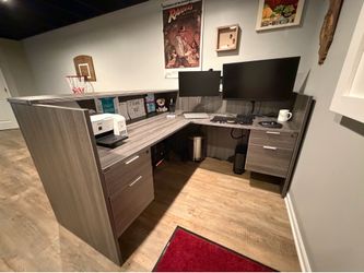 Office Furniture - L-Desk “Reception Desk” - Grey Color. Great condition and gently used.