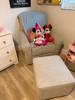 Upholstered Glider Chair with Ottoman