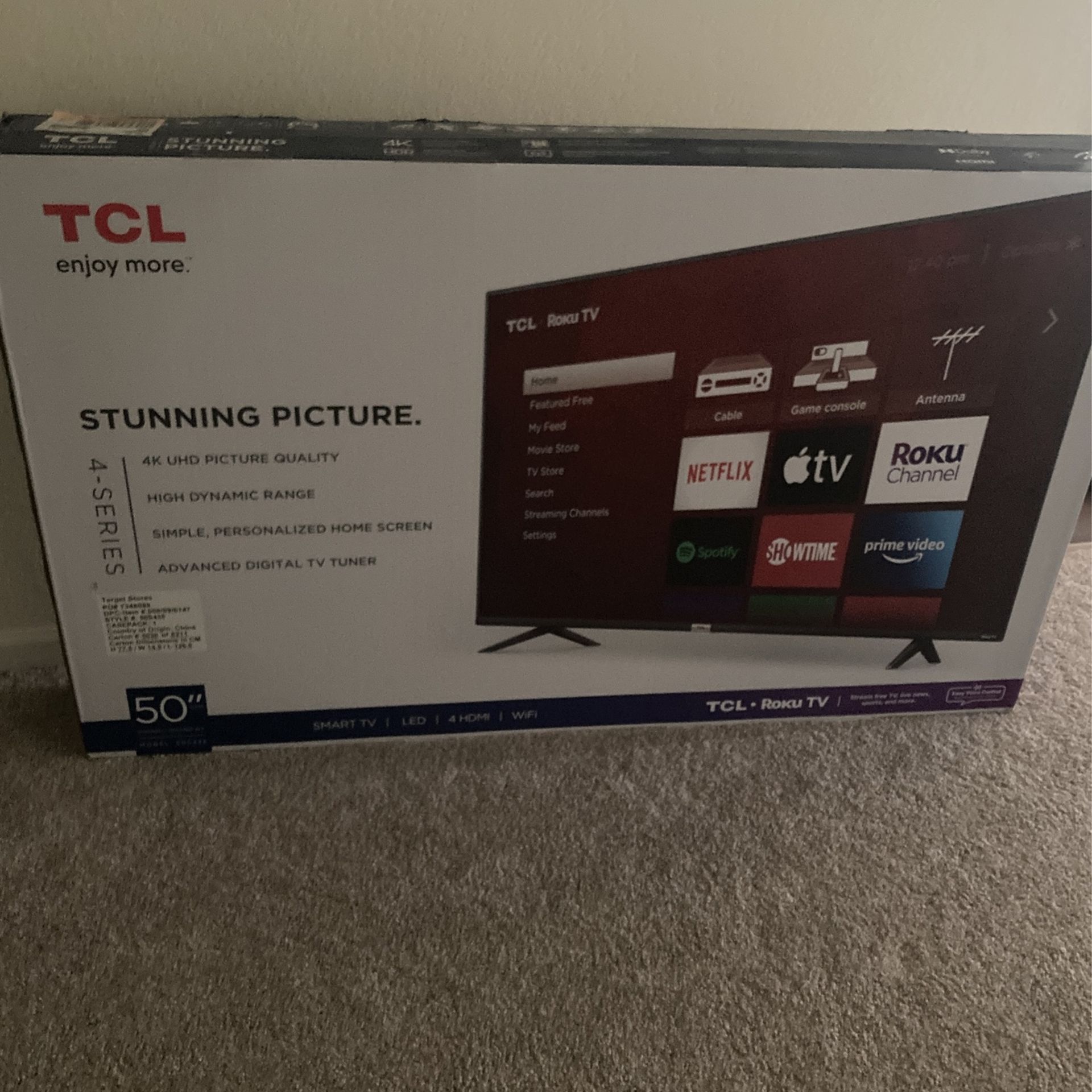 Tcl 50” Smart 4K Tv
