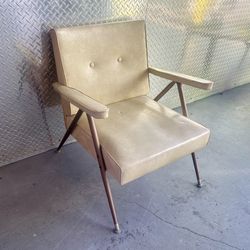 Vintage MCM Atomic Retro Vinyl & Metal Lounge Arm Chair  (Nerd TLC) 