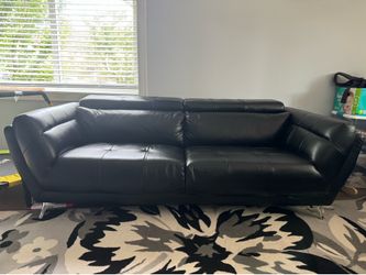 Modern black faux leather sofa/ couch  for 4 people