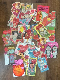 Vintage Valentine Card Lot – 21 Used School Valentines – Mid-Century Style Nostalgia Collection
