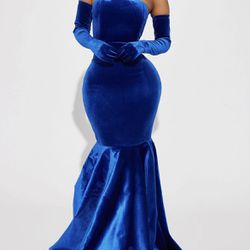 Stella Velvet Gown Set - Royal 