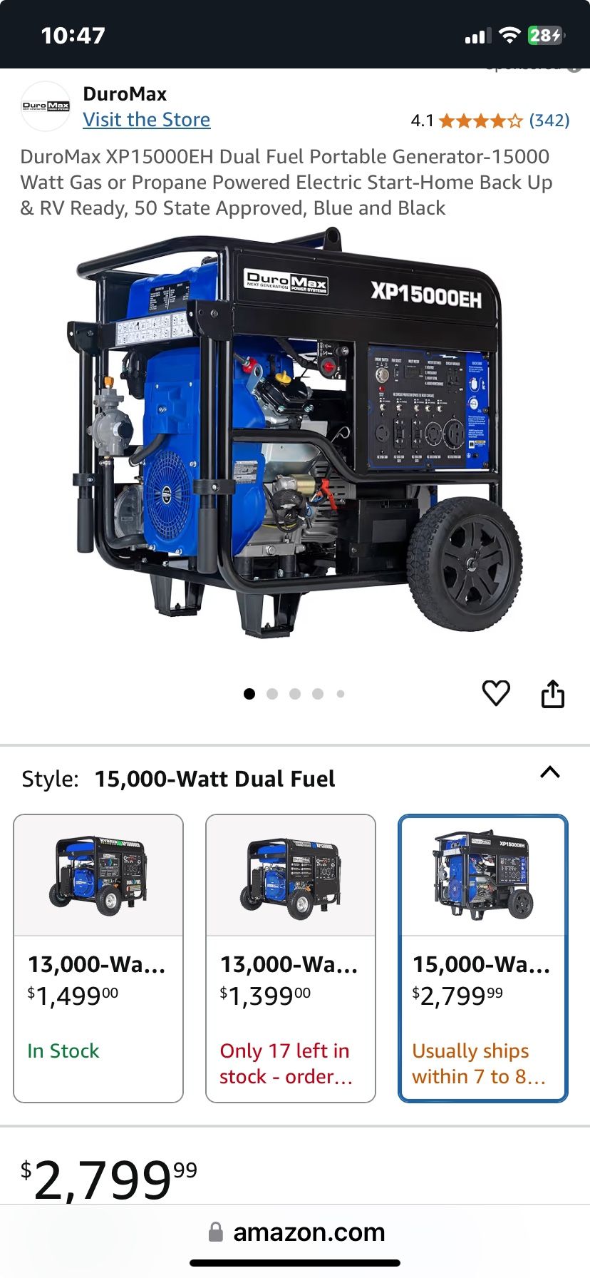 GENERATOR PRACTICALLY BRAND NEW.