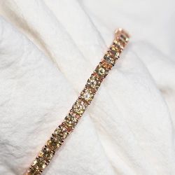 3mm 14K Rose Gold Plated Tennis Bracelet (W/ Yellow Moissanite stones)