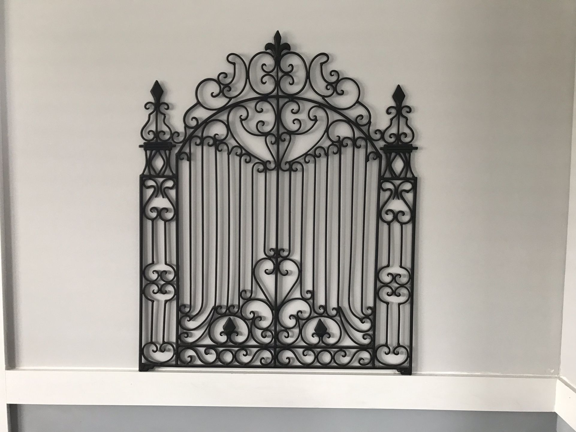 Gothic Vintage Wrought Iron Gate Wall Hanging - Indoor or Outdoor 24” x 29”