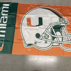 Miami Hurricanes Helmet 3x5 Double sided Flag