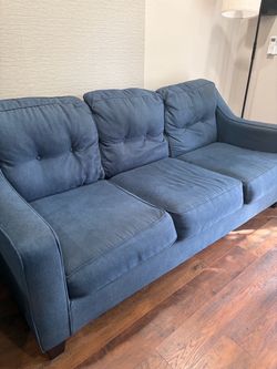 Blue Fabric 3-Seat Sofa