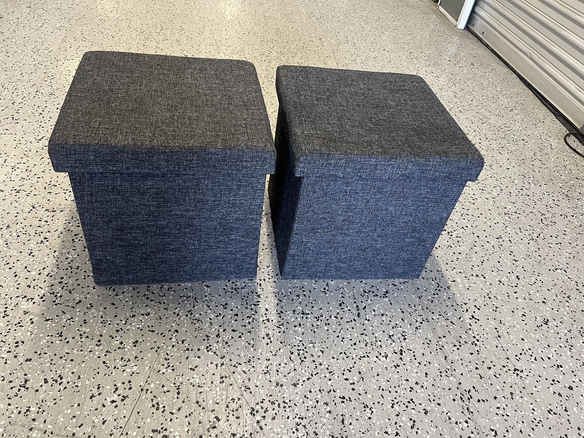 Gray storage ottomans