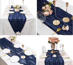 Navy Blue Cheesecloth Table Runners