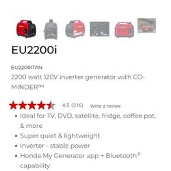 Brand New Honda 2200i Inverter Generator