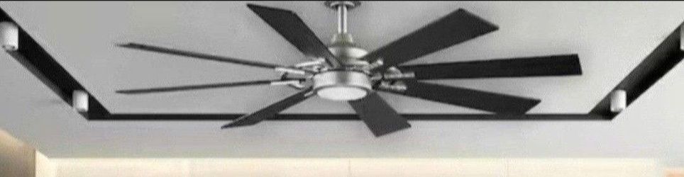 Hampton Bay 60" 8-Blade Ceiling Fan With LED Light And Remote Control In Black