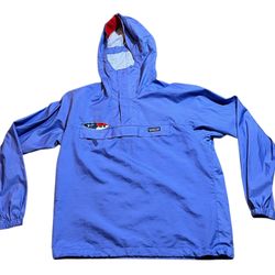 Vtg Patagonia Mens Anorak Snap T Windbreaker Lightweight Blue Jacket - Medium