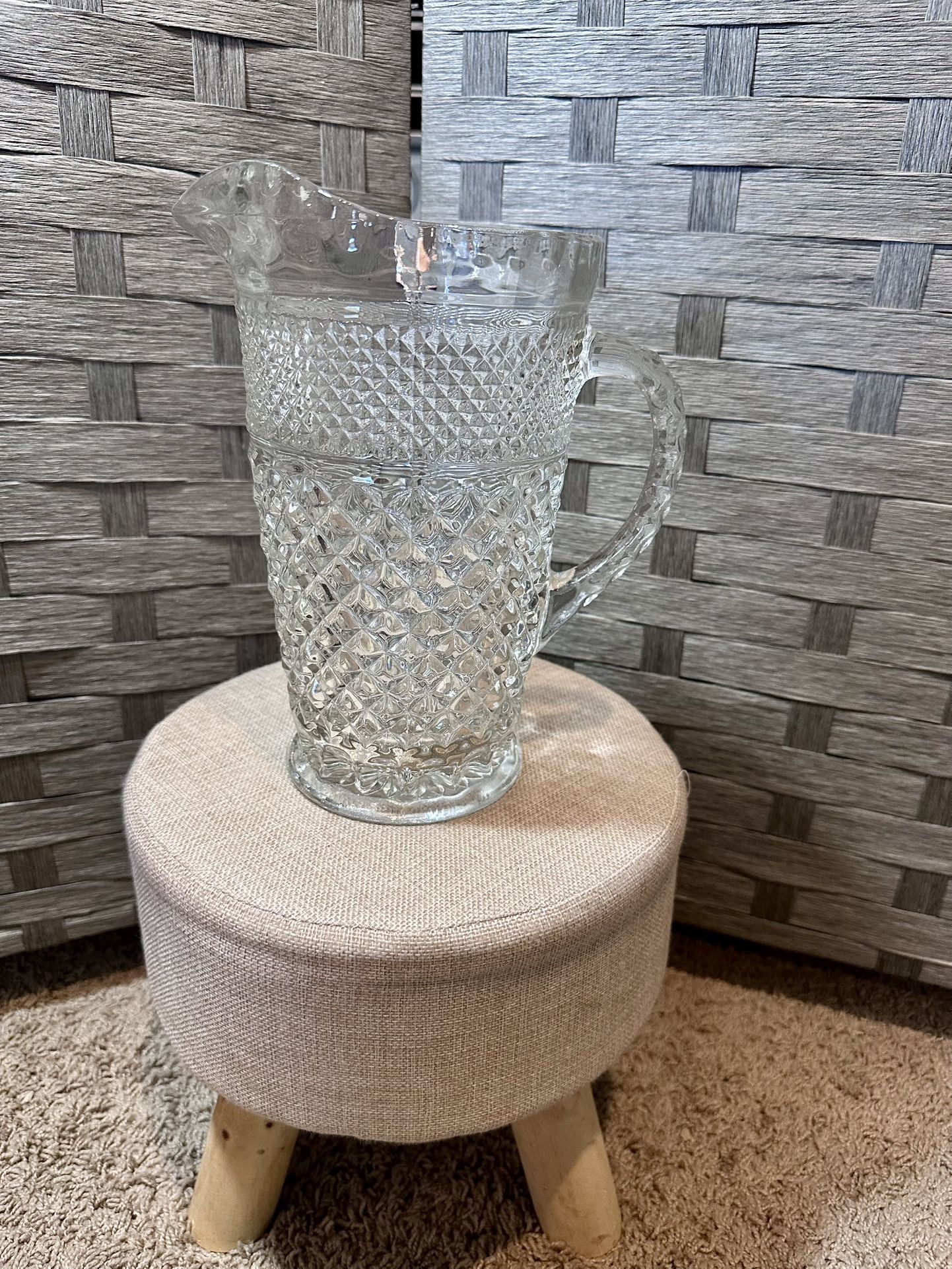 Breathtaking Vintage Anchor Hocking Wexford Crystal Glass Pitcher
