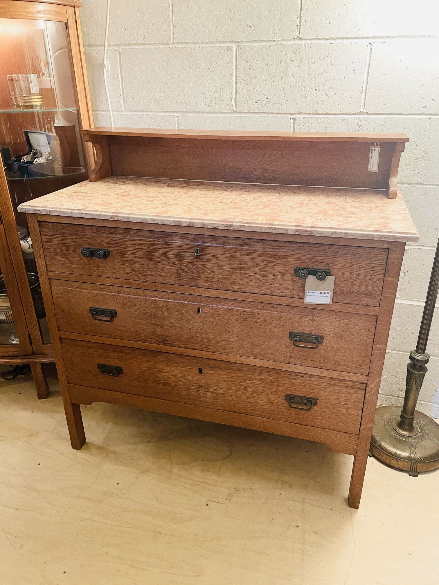 Marble Top Tiger Oak Dresser