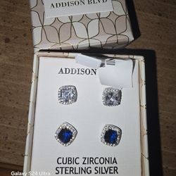 Cubic Zirconia Sterling Silver Earrings 