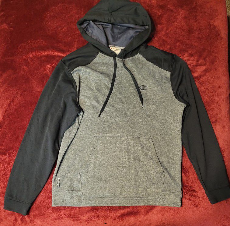 MENS CHAMPION HOODIE GRAY AND BLACK SIZE XL 