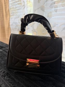 Black Quilted Mini Top Handle Handbag
