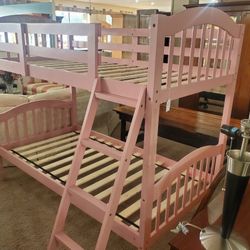 Twin Size Pink Wood Bunk Bed