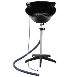 Portable Shampoo Bowl, Deep Shampoo Sink with Adjustable Height & Angle, Includes Drain Hose, Shower Head, Lightweight Hair Wash Basin for Barber Salo