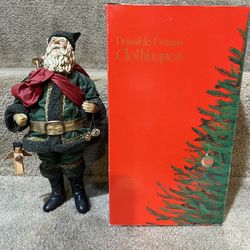Vtg Clothtique Possible Dreams Santa 1987 Green Coat Bag of Toys bells
