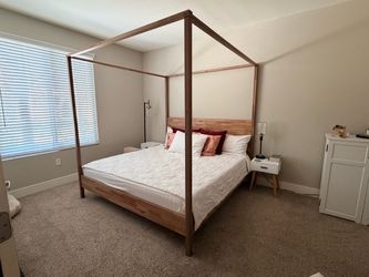 King Size Wooden Canopy Bed Frame