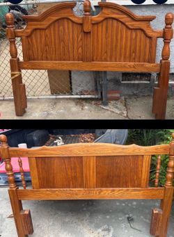 Full size vintage solid wood bed