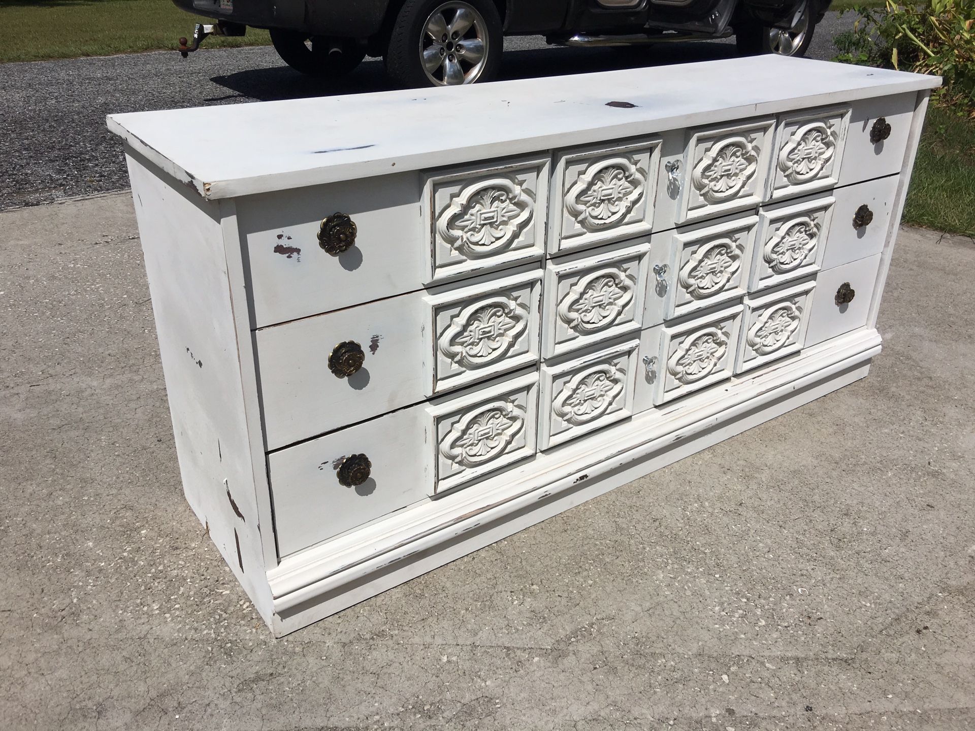 1970s Dresser or Buffet or foyer piece or TV stand comes with mirror