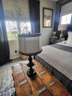 Black Lamp White Shade Black Trim