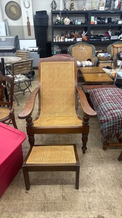 British colonial Caned  and Teak Chair