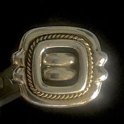 Signed Tiffany Sterling And 18 k Gold Ring  sz 6 1/2