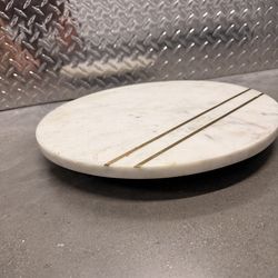 Marble and Wood Lazy Susan